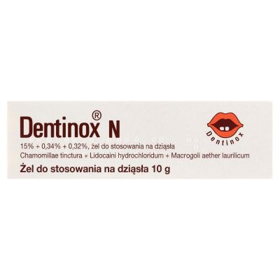 Dentinox N, 15% + 0,34% + 0,32%, żel na dziąsła, 10 g