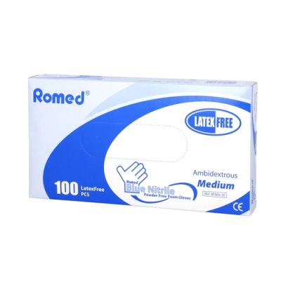 Rekawice diag,Romed,nitryl,n/jal,b/pudr.,niebieskie,M,100szt