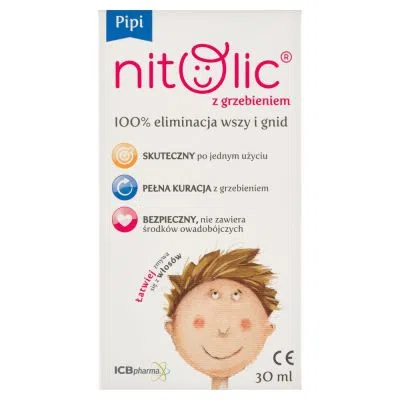 Pipi Nitolic, płyn przeciw wszawicy, z grzebieniem, 30 ml