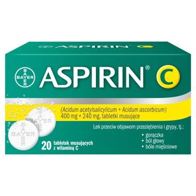 Aspirin C, 400 mg + 240 mg, tabletki musujące, 20 szt.