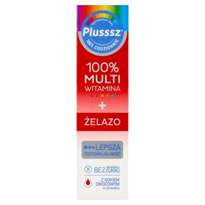 Plusssz 100% Multiwitamina + Żelazo, tabletki musujące, 20 szt.