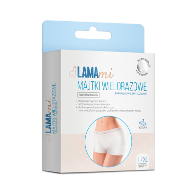 LAMAmi majtki wielorazowe, poporodowe, siateczkowe, L/XL, 2 sztuki