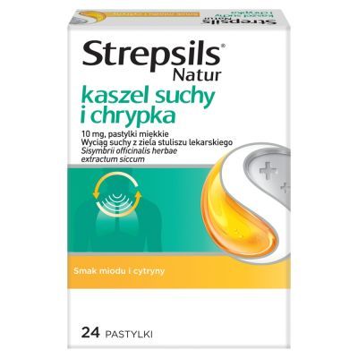 Strepsils Natur kaszel suchy i chrypka,10mg,past.miękk,24szt