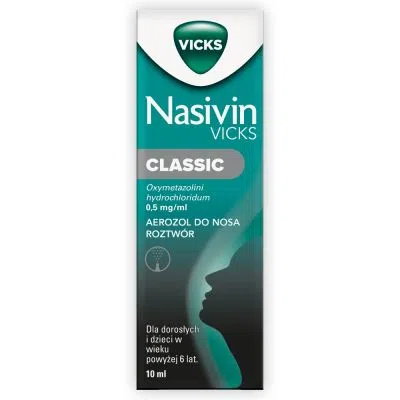Nasivin Classic (soft 0.05%), (0,5 mg/ml), aerozol do nosa, 10 ml