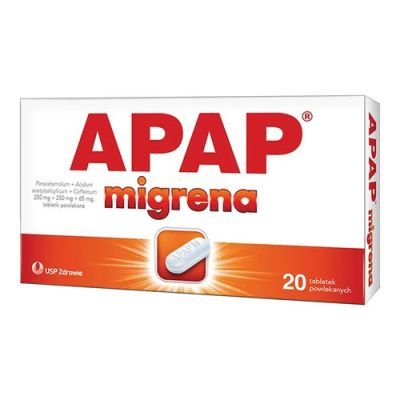 Apap migrena, 250 mg + 250 mg + 65 mg, tabletki powlekane, 10 szt.