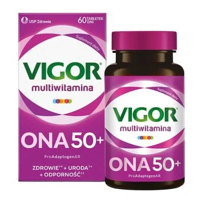 Vigor multiwitamina ONA 50+ zestaw witamin i minerał&oacute;w z ashwagandhą i reishi, tabletki, 60 szt.