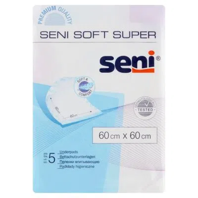 Seni Soft Super, podkłady higieniczne, 60 cm x 60 cm, 5 szt.