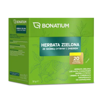 Bonatium Herbata zielona ze skórką cytryny i imbirem, 20 szt.