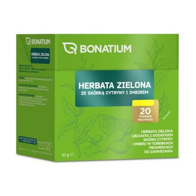 Bonatium Herbata zielona ze skórką cytryny i imbirem, 20 szt.