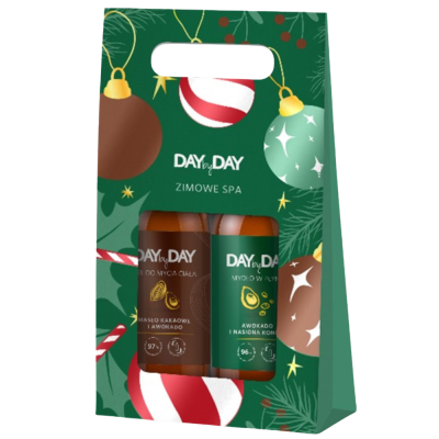 DAYbyDAY Zestaw Mydło w płynie Awokado i Nasiona konopii, Żel do mycia ciała Masło kakaowe i Awokado, 2 x 400 ml
