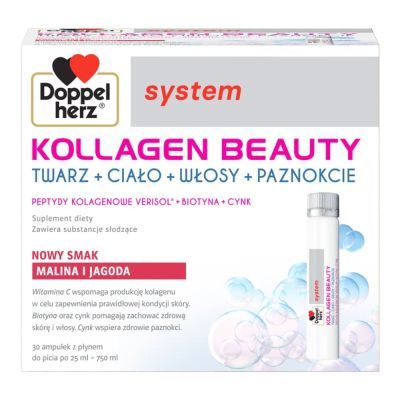 Doppelherz system Kollagen Beauty, płyn,malin,jag,25ml,30amp