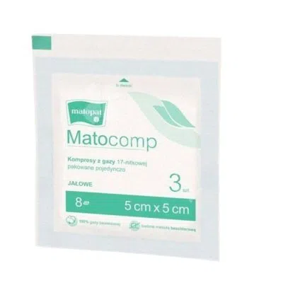 Kompr.gaz.jal.Matocomp,17nit, 5x5cm, 8w, 3 szt
