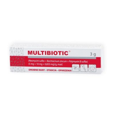MULTIBIOTIC, (5 mg + 10 mg + 0,833 mg)/g, maść, 3 g produktu