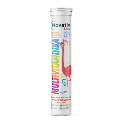 Novativ Kids Multivitaminka dla dzieci, tabletki musujące, 20 sztuk