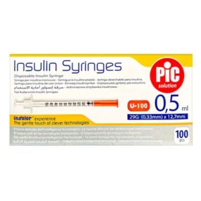 PIC Insulin Syringes,strzyk.insul,jednoraz,0,5ml,31Gx8mmx100