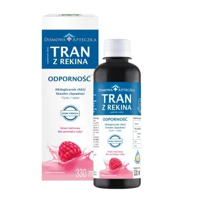 Domowa Apteczka Tran z rekina, emulsja, smak malinowy (nowa formuła), 330 ml